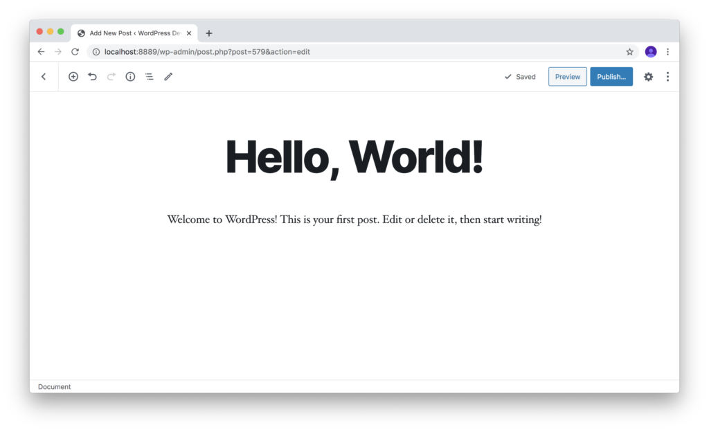 a blank wordpress site