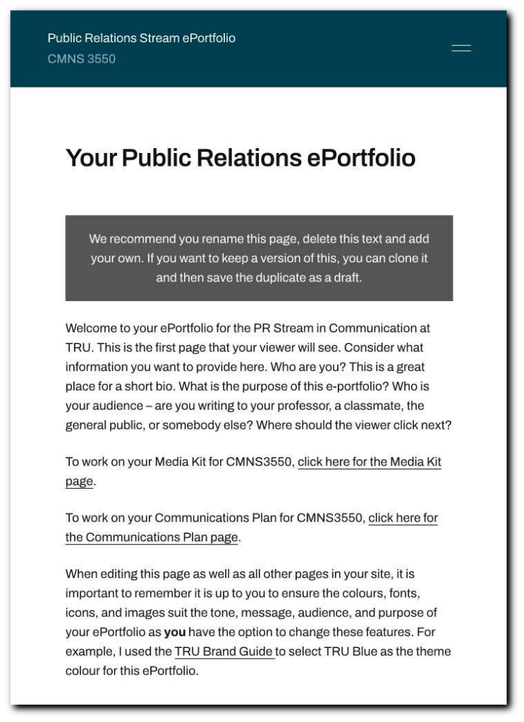 Preview for Public Relations Template
